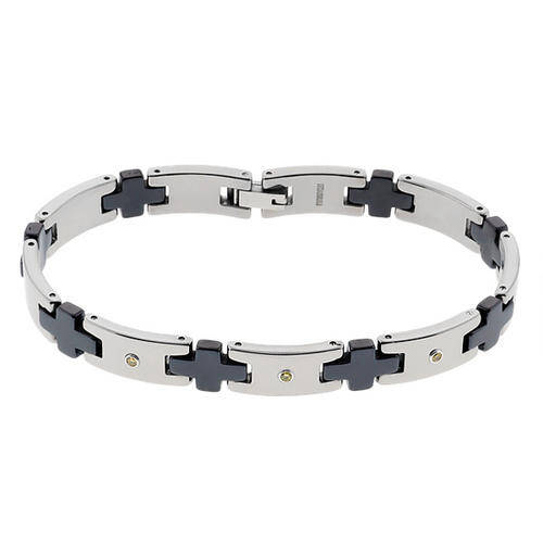 Titanium & Ceramic Men's Bracelet With 3 Canary Diamonds  ** Starting R1 - no reserve ** !!!